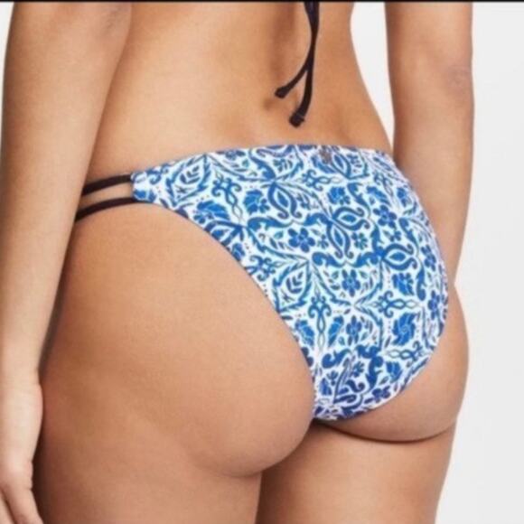 NANETTE LEPORE Bikini Bottom XS Talavera Vamp Azure Blue Beach Swim Resort NWT - Picture 2 of 16
